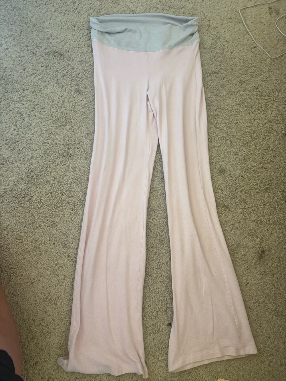 Hollister Light Pink Wide Leg Soft Yoga Pants with Light Gray Waistband